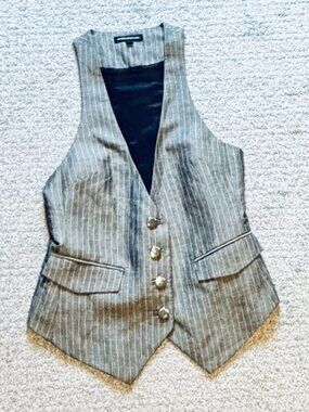 Express Design Studio Grey and White Pinstripe Racerback Vest, Size 6
